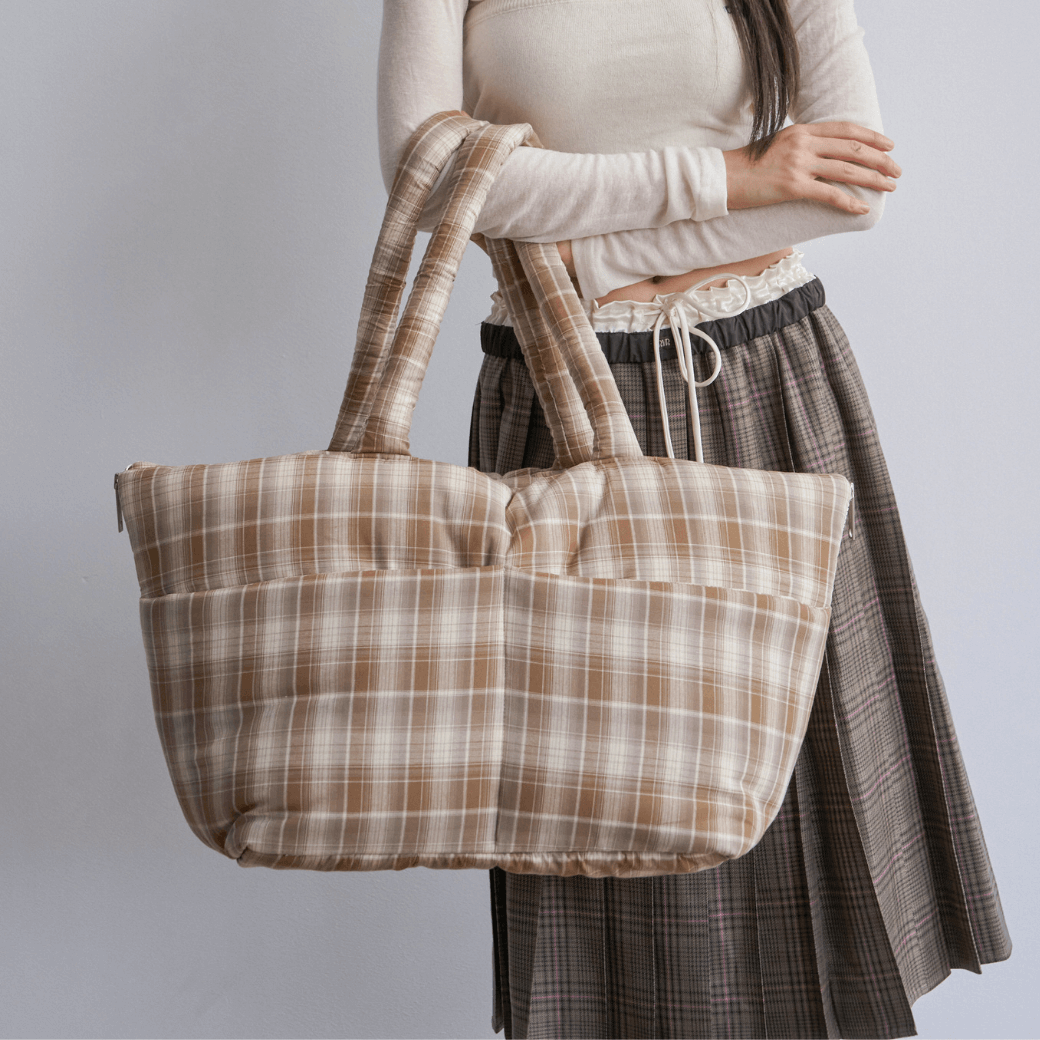 APERTY wide bag tartan brown