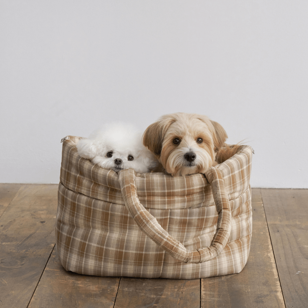 APERTY wide bag tartan brown