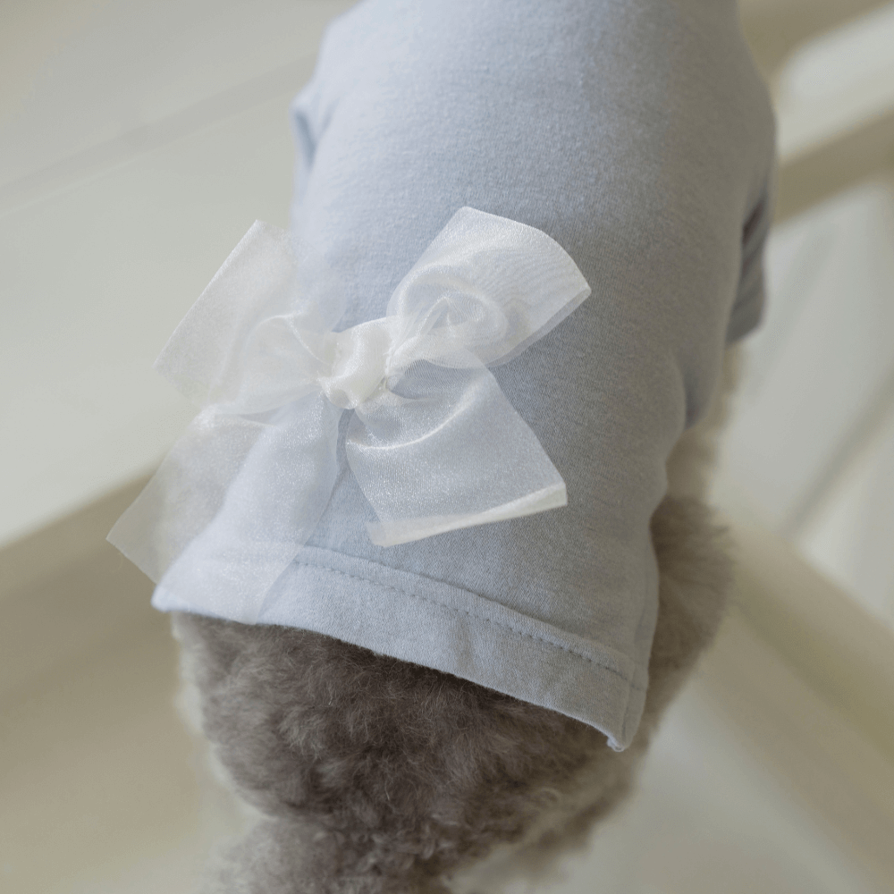 Wool-Like Bow T-shirt (Blue)