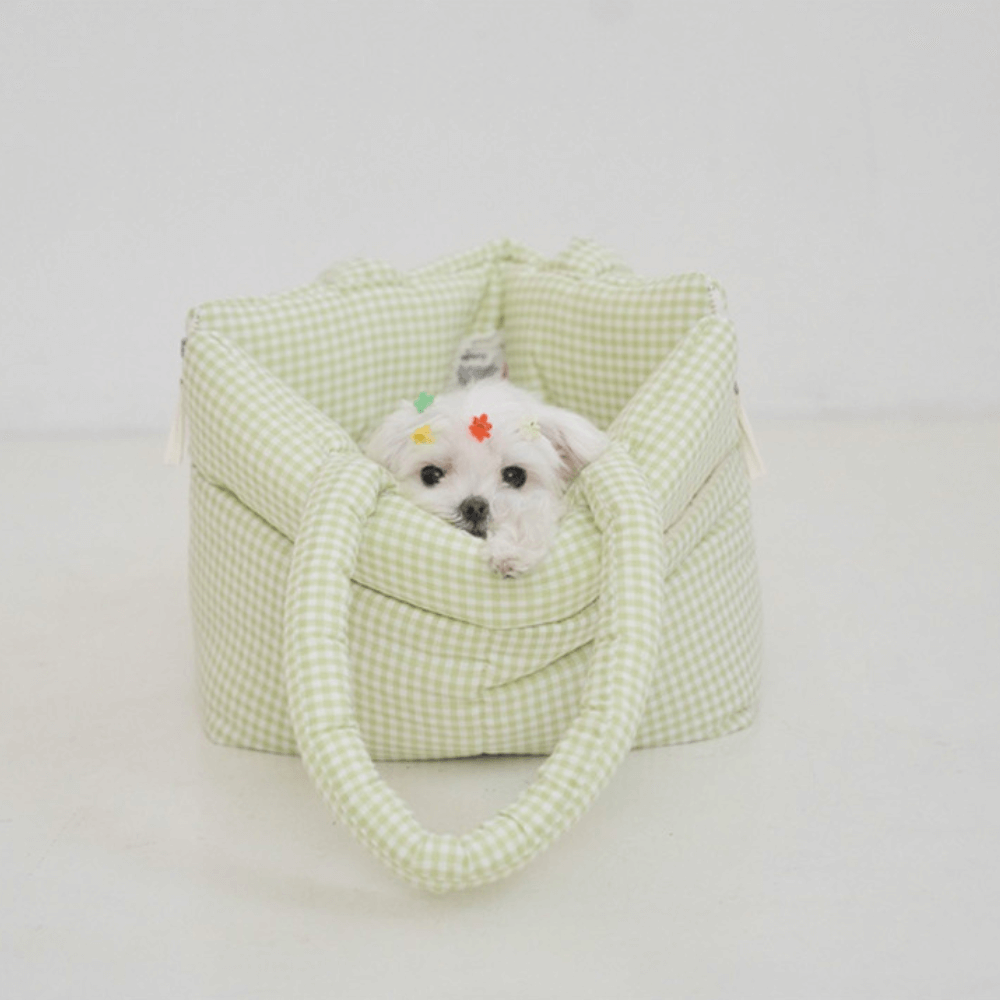 APERTY wide bag plaid green|軽くて収納力のある2WAY犬用キャリーバッグ(ベッドにもなる)