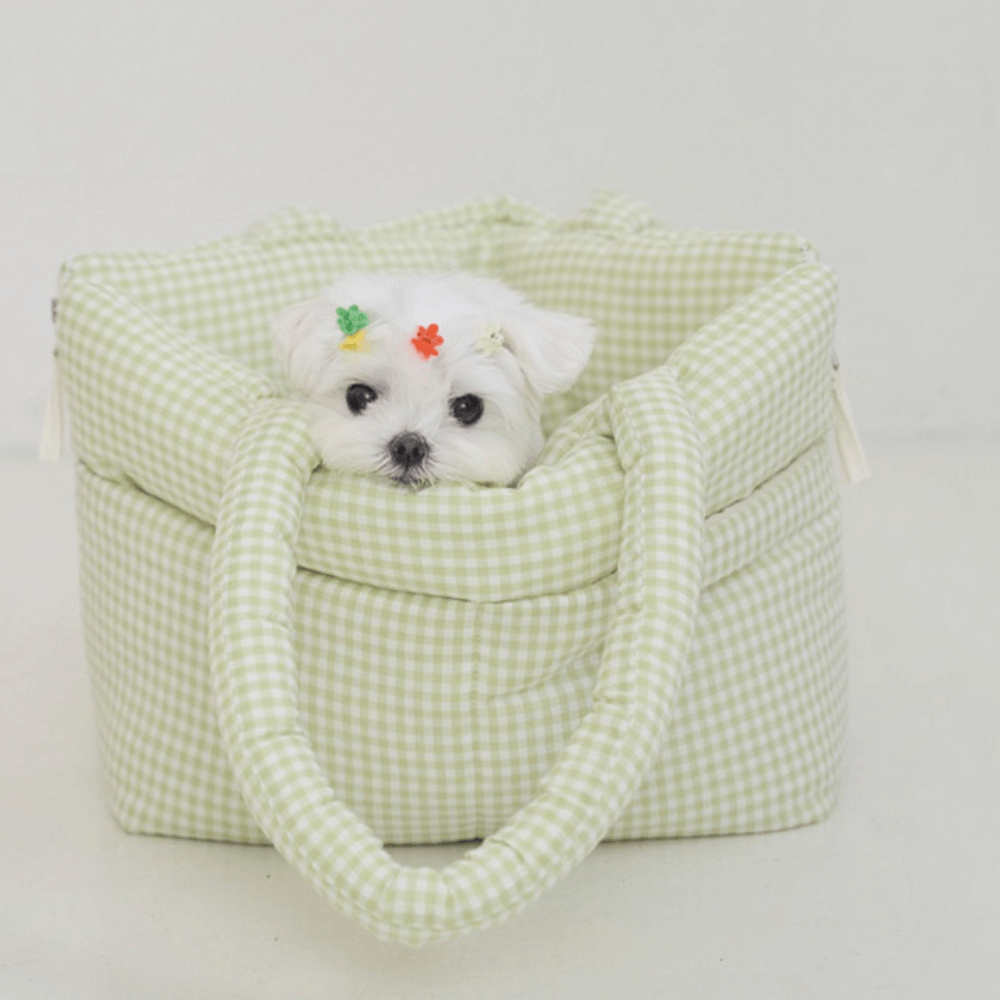 APERTY wide bag plaid green|軽くて収納力のある2WAY犬用キャリーバッグ(ベッドにもなる)
