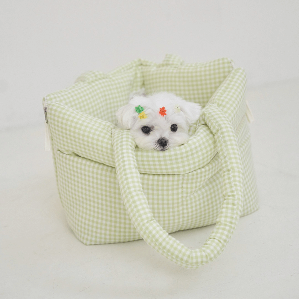 APERTY wide bag plaid green|軽くて収納力のある2WAY犬用キャリーバッグ(ベッドにもなる)