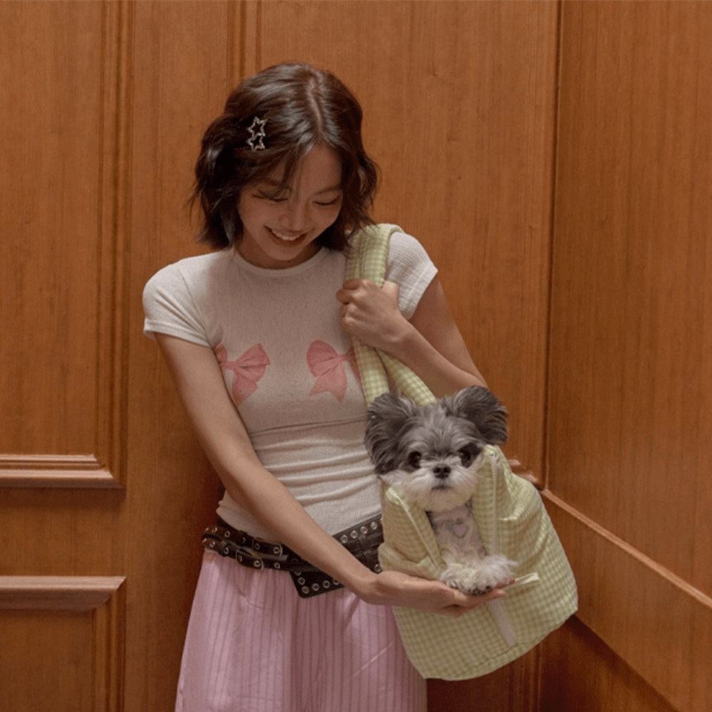 APERTY wide bag plaid green|軽くて収納力のある2WAY犬用キャリーバッグ(ベッドにもなる)