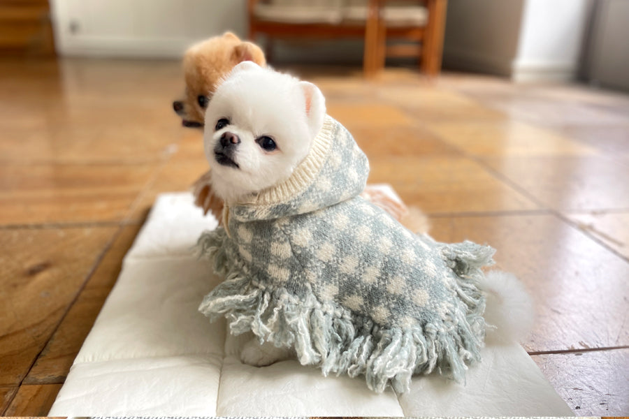 チェックポンチョニットコート(2色)