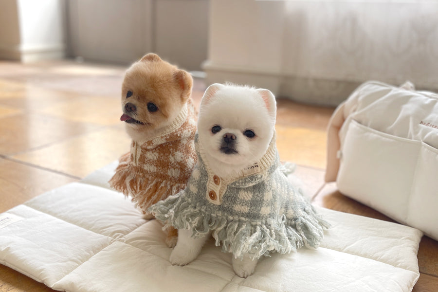 チェックポンチョニットコート(2色)