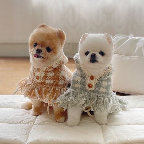 チェックポンチョニットコート(2色)