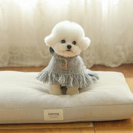 ポンチョニットコート(グレー)