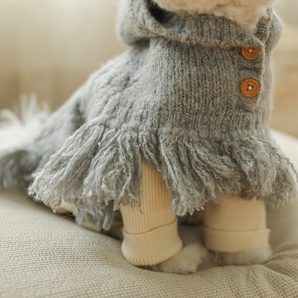 ポンチョニットコート(グレー)