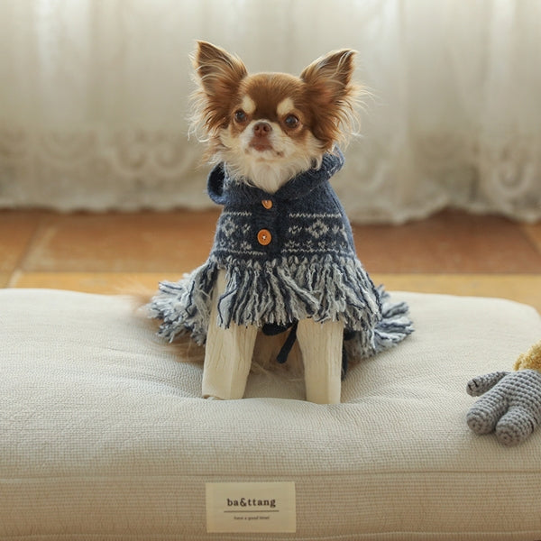 ポンチョニットコート(ネイビー)