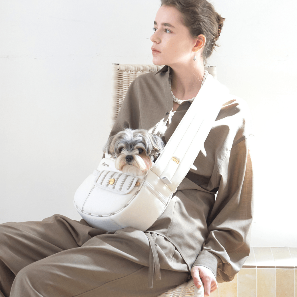 Pocket Valentine Bag Beige SEORU 犬用キャリーバッグ