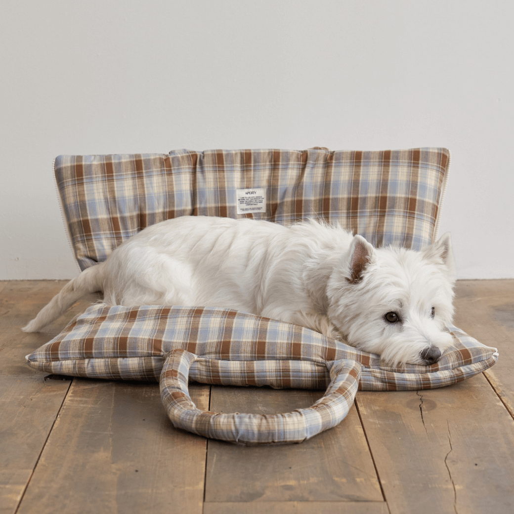 APERTY wide bag tartan blue