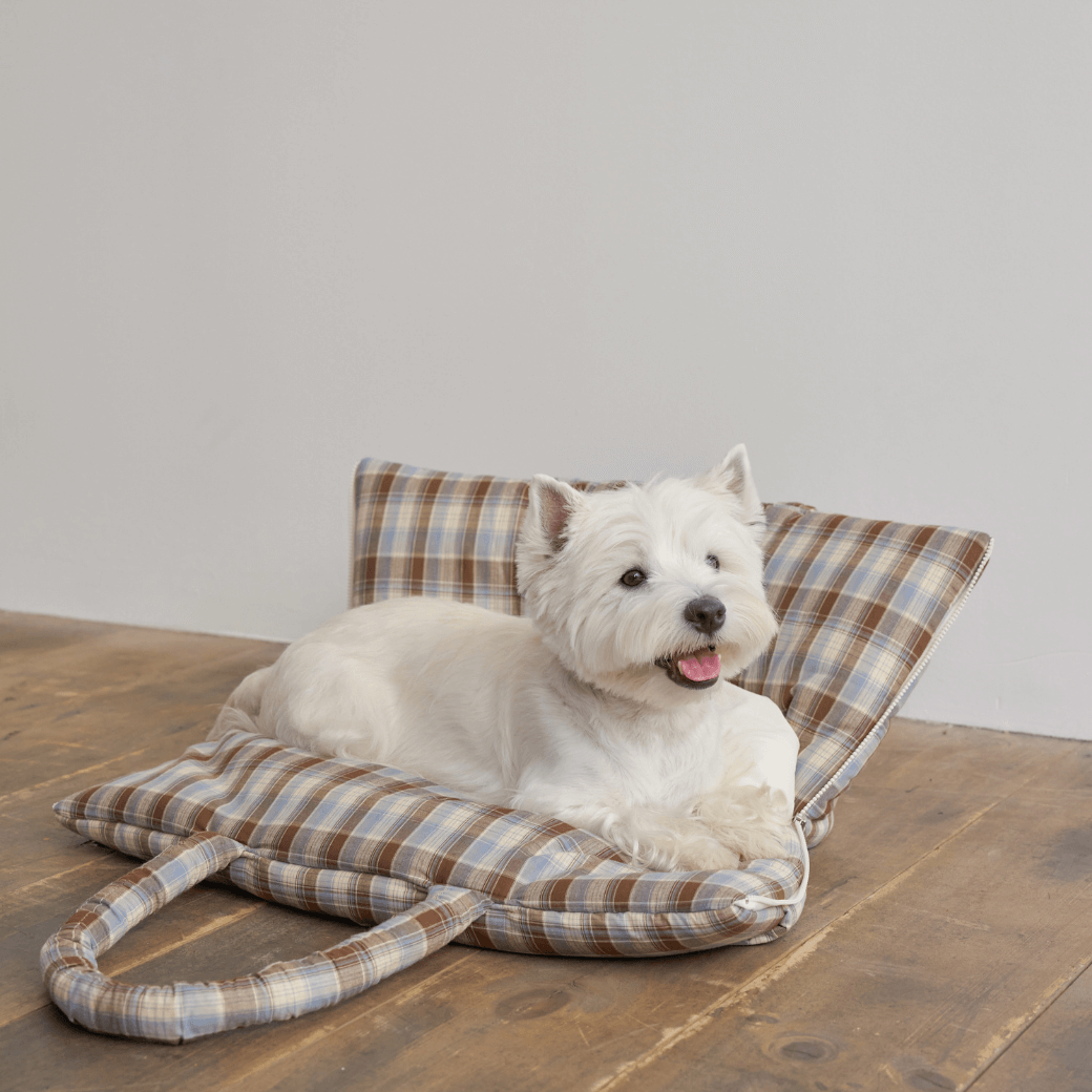 APERTY wide bag tartan blue