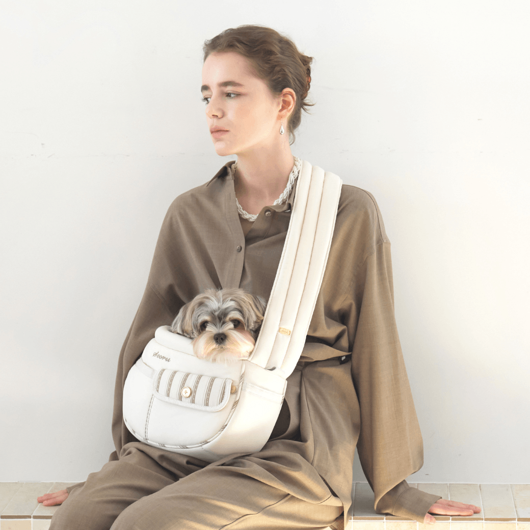 Pocket Valentine Bag Beige SEORU 犬用キャリーバッグ