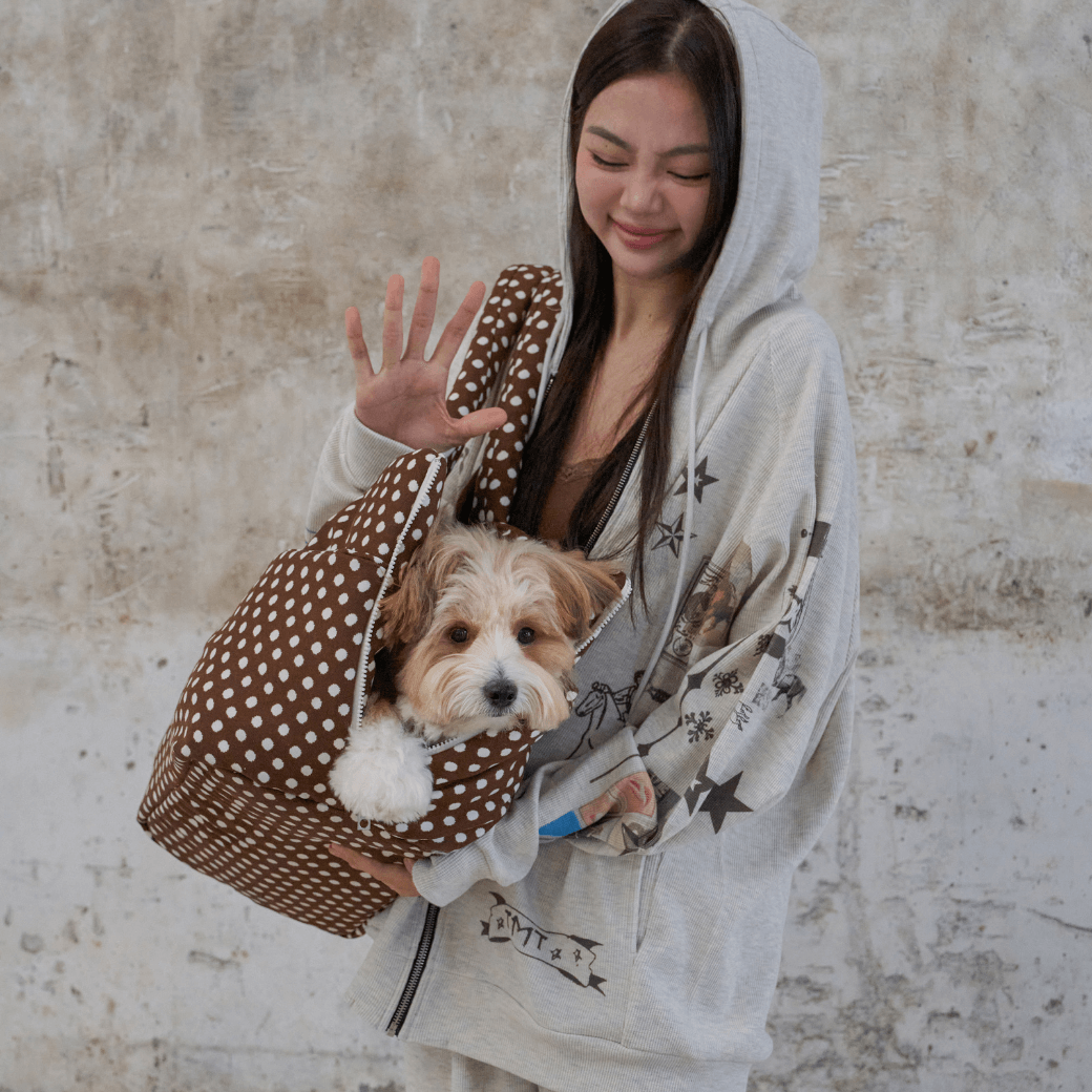 APERTY wide bag dot brown