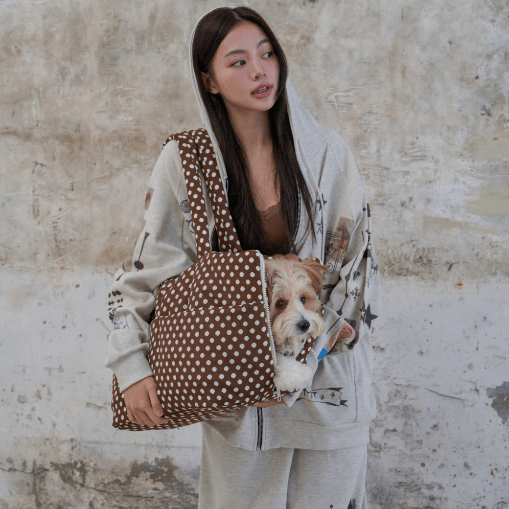 APERTY wide bag dot brown