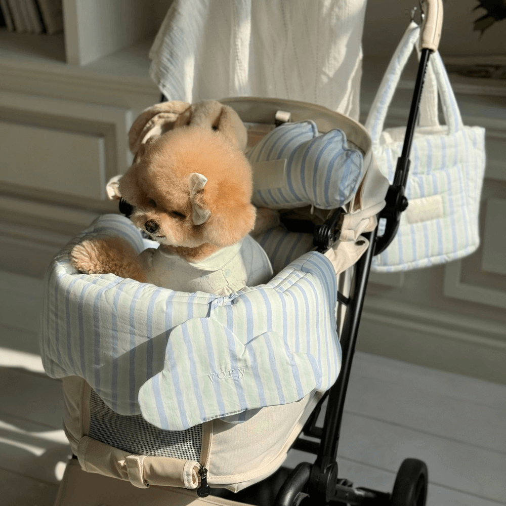 Fluffy Reversible Buggy Walk Bag (Candy Stripe / Poppy Flower)