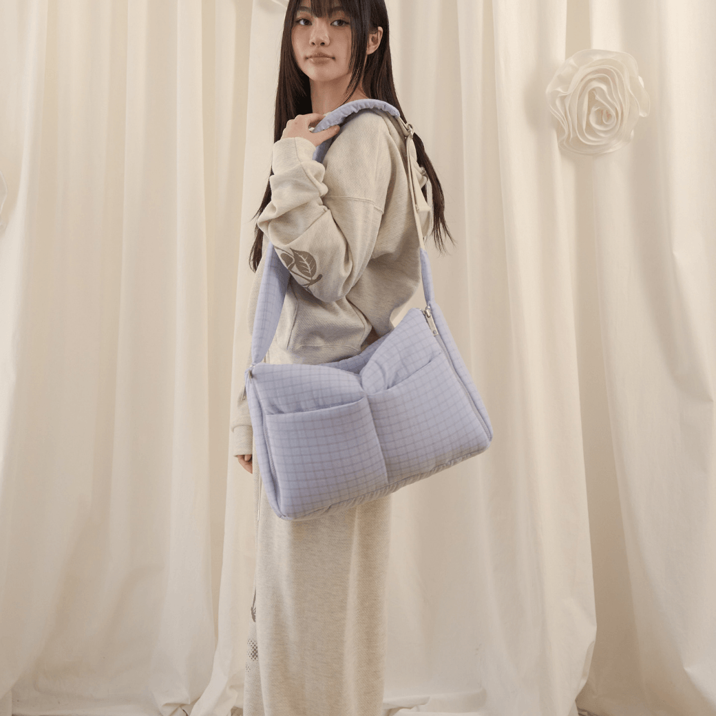 【予約】open bag - check blue（APERTY）