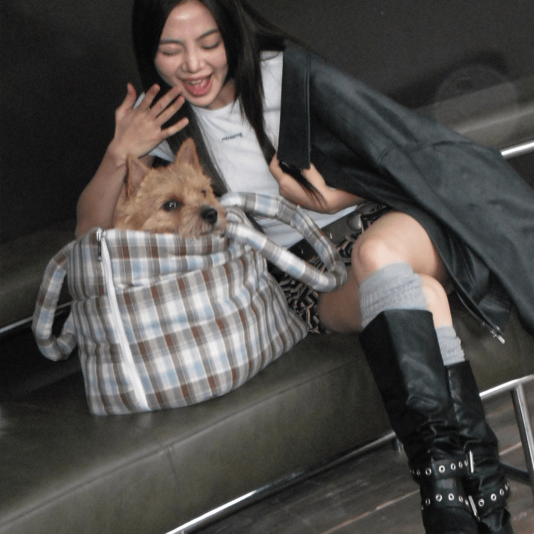 APERTY wide bag tartan blue