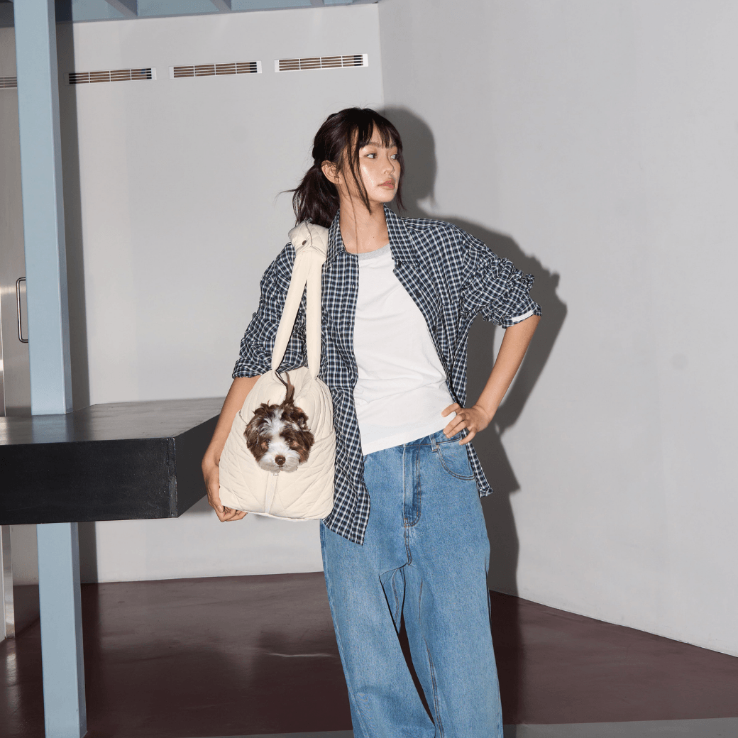 【9/9 20:00-】wide bag - quilted ivory（APERTY）