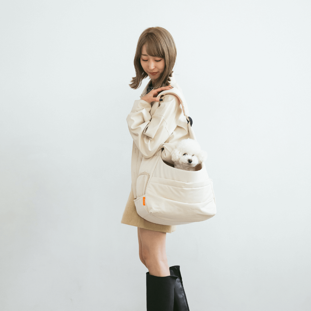 MINIME ミニミー クロスキャリーバッグ スリング Sサイズ アイボリー CROSS CARRY BAG|小型犬用キャリーバッグ。軽くて自由な都会派