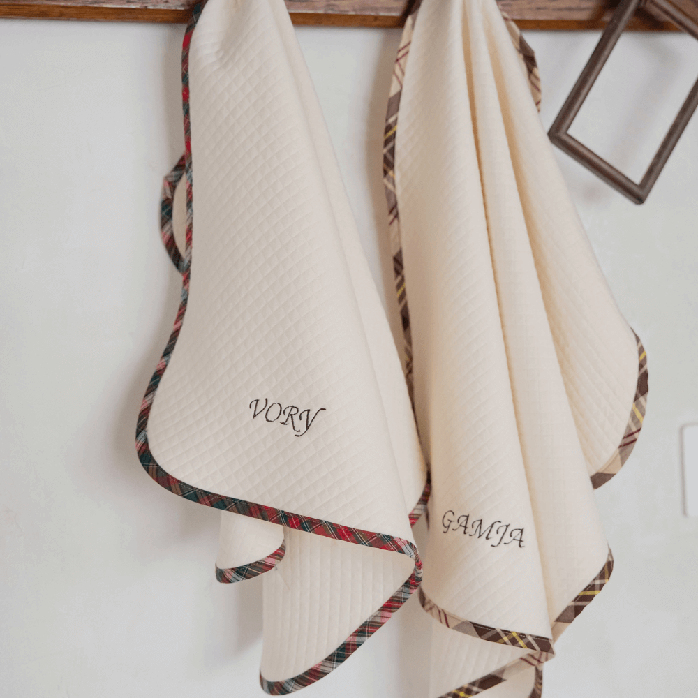 【予約】Organic Quilted Blanket with Check