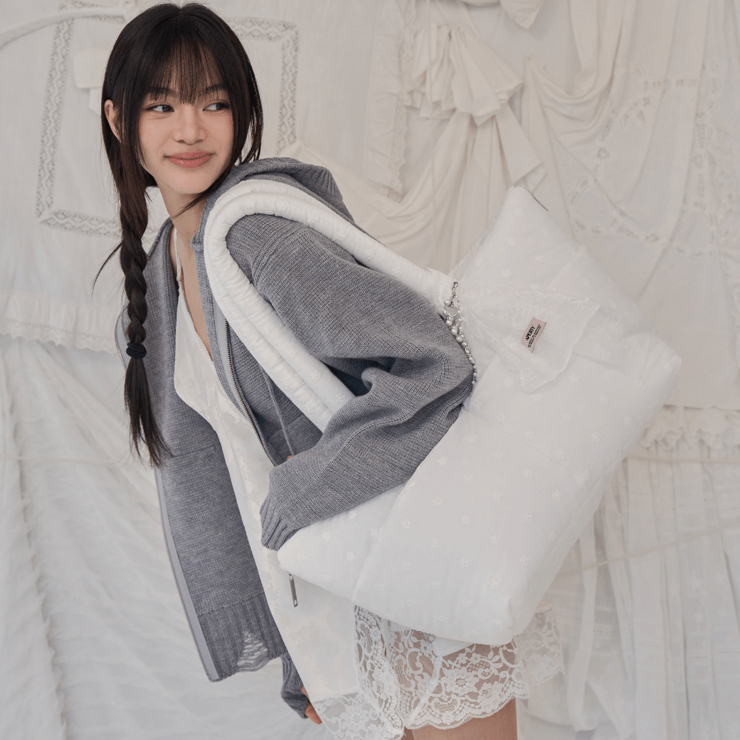 wide bag - white flower（APERTY）
