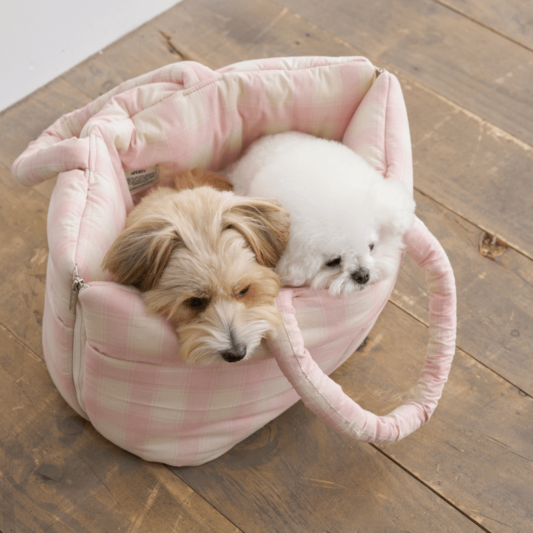 APERTY wide bag tartan pink