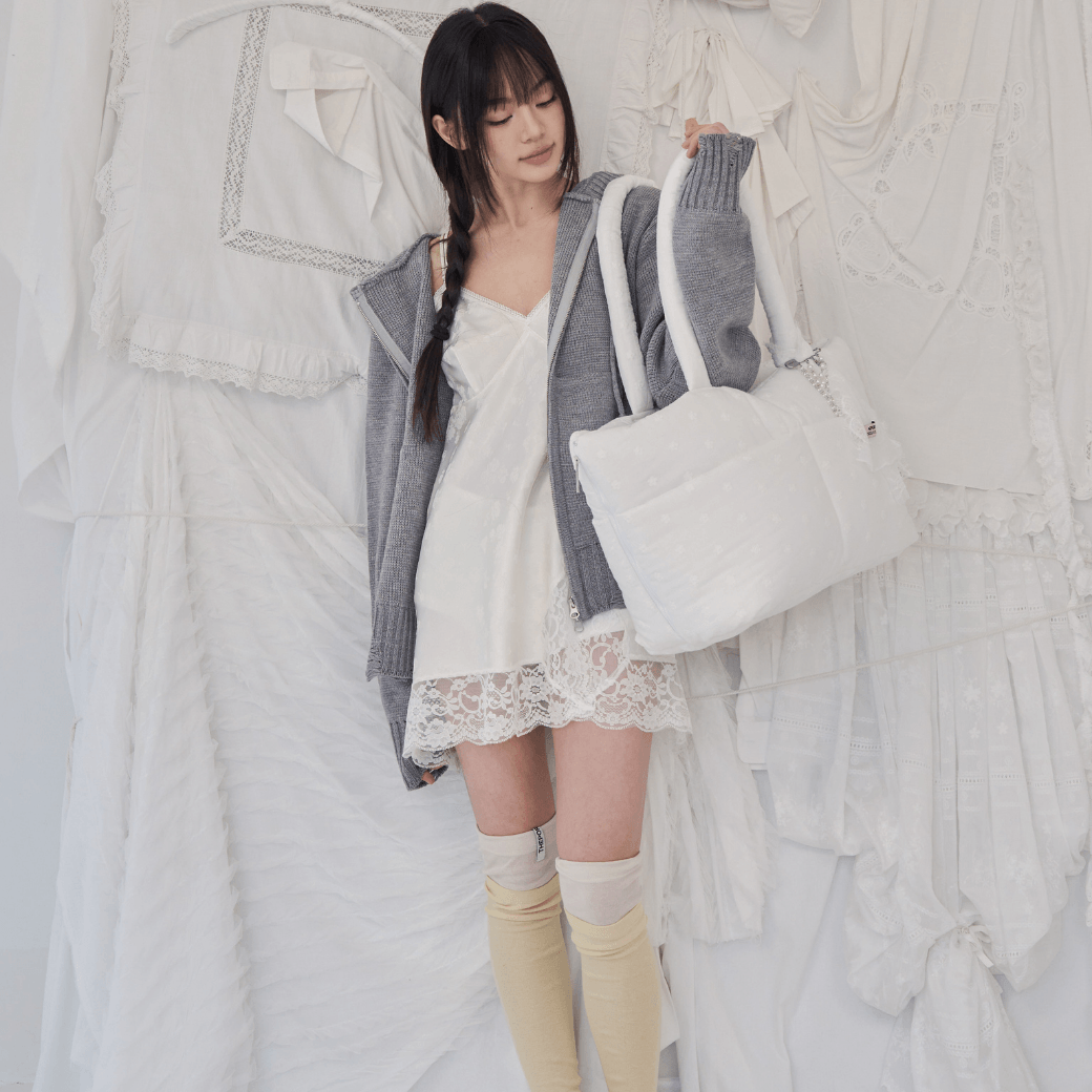 wide bag - white flower（APERTY）