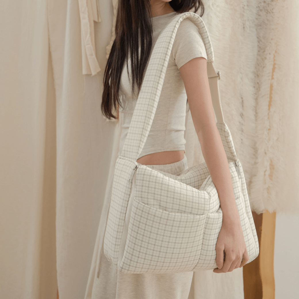 【予約】open bag - check ivory（APERTY）