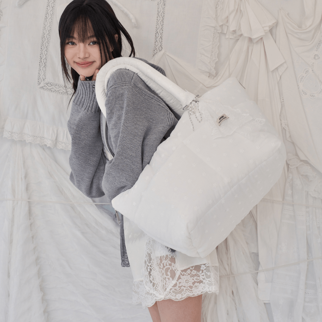 wide bag - white flower（APERTY）4/10（金）21:00〜予約販売開始