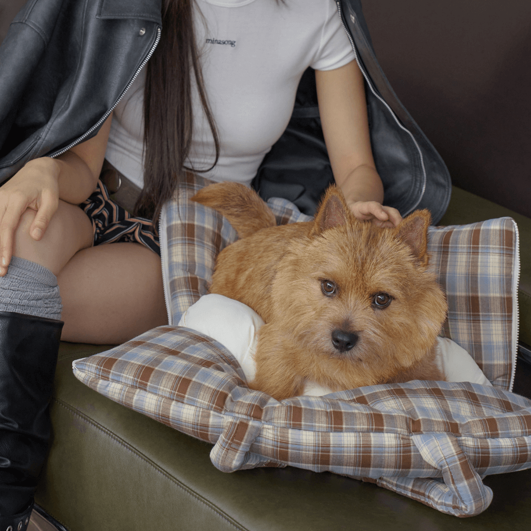 APERTY wide bag tartan blue