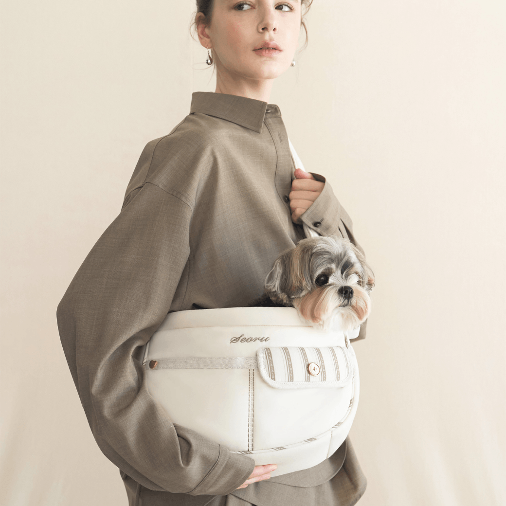 Pocket Valentine Bag Beige SEORU 犬用キャリーバッグ