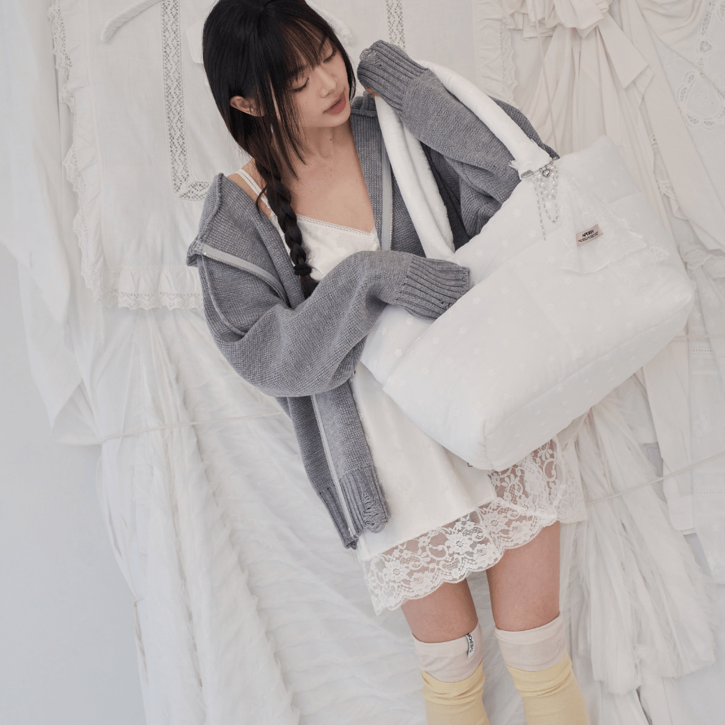 wide bag - white flower（APERTY）