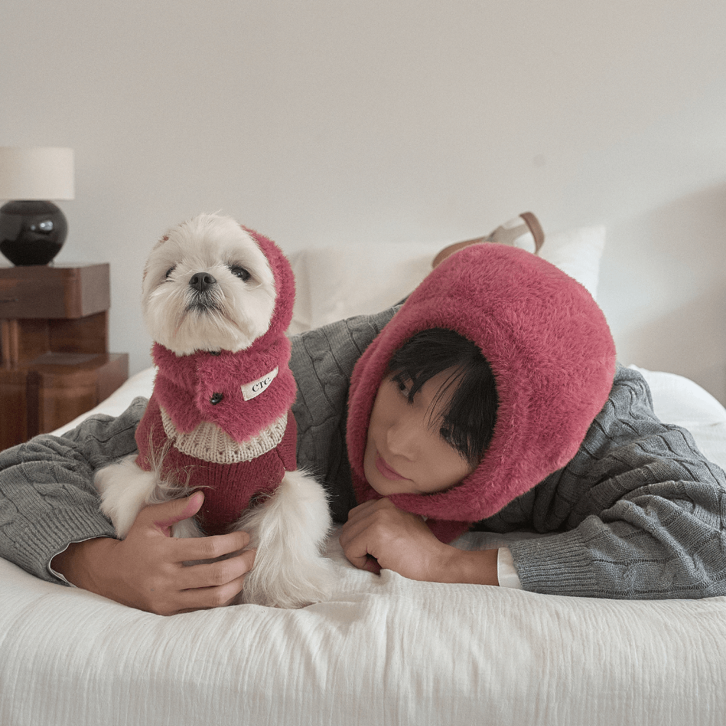 Winter Snuggle Balaclava Cherry (for dog / for human)