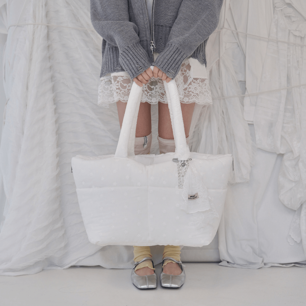 wide bag - white flower（APERTY）