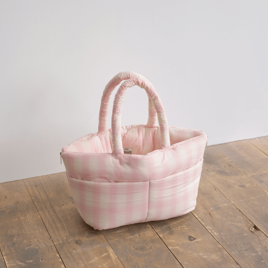APERTY wide bag tartan pink