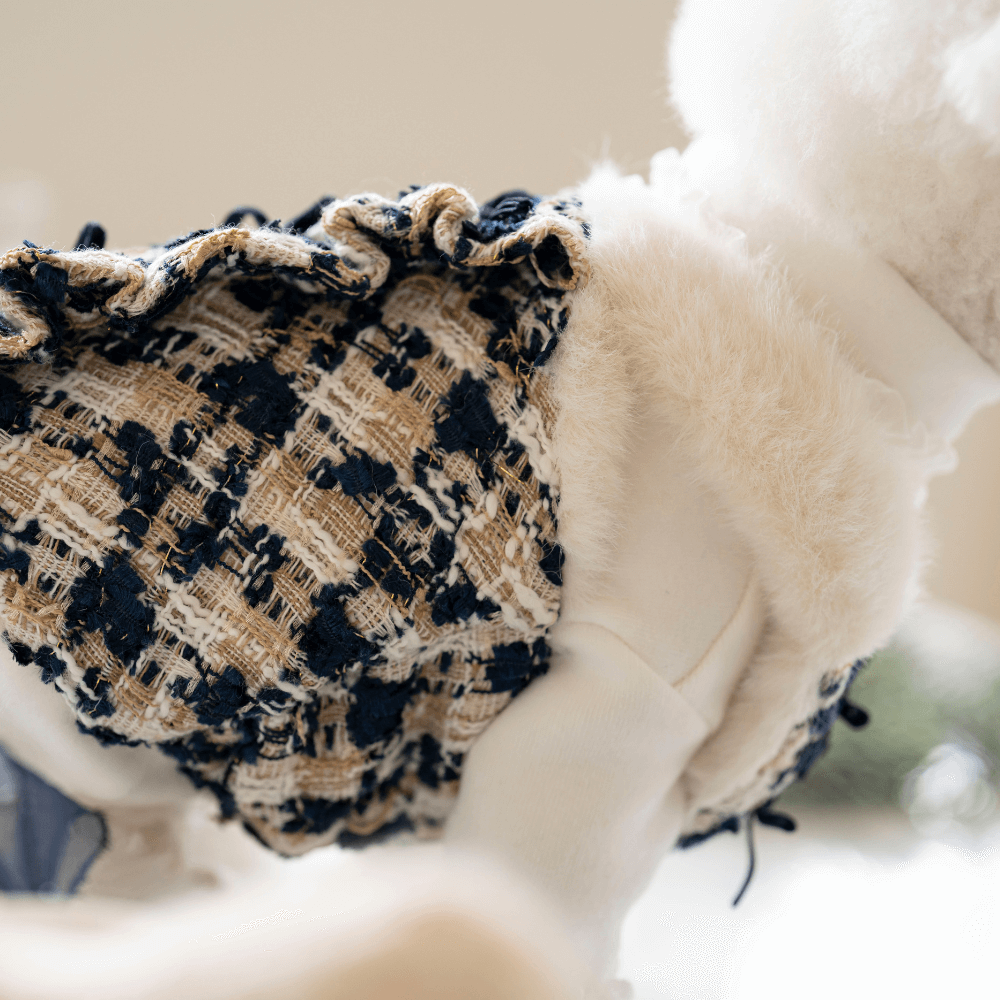 Merry Check Fur Tweed Bustier