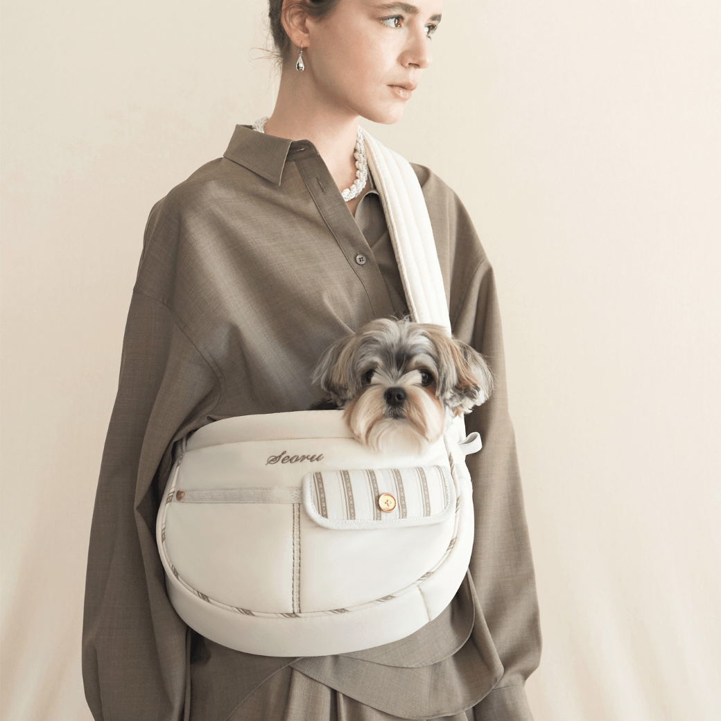 Pocket Valentine Bag Beige SEORU 犬用キャリーバッグ