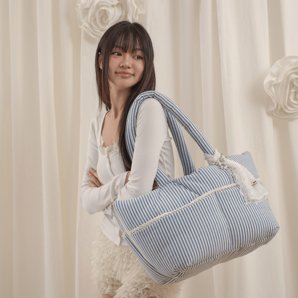 wide bag - stripe blue（APERTY）