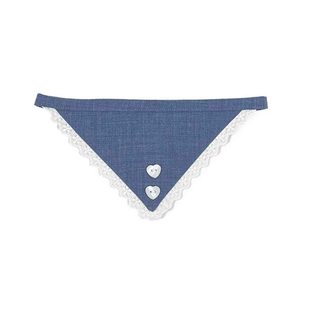 【予約】［PEBBLES×ROMANMOOD］4-way heart button bandana (blue)