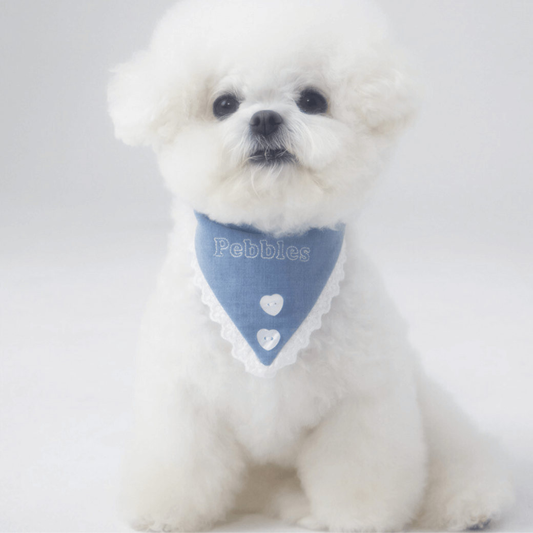 【予約】［PEBBLES×ROMANMOOD］4-way heart button bandana (blue)