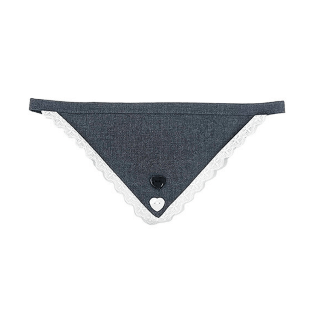 【予約】［PEBBLES×ROMANMOOD］4-way heart button bandana (charcoal)