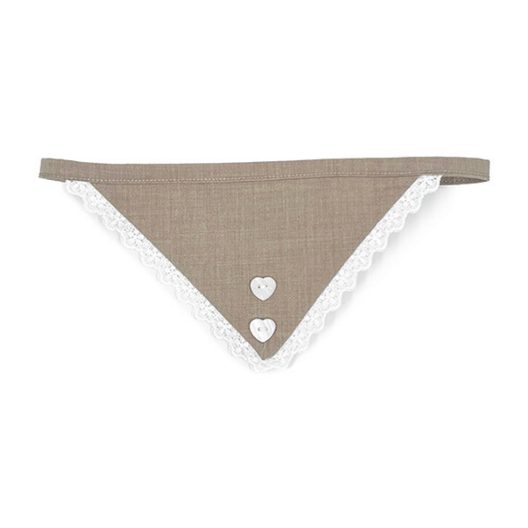 【予約】［PEBBLES×ROMANMOOD］4-way heart button bandana (beige)