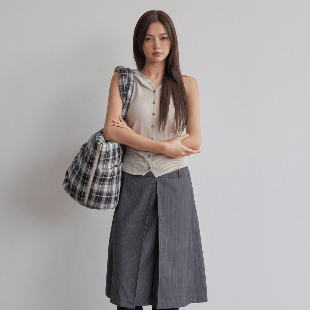 APERTY wide bag tartan black