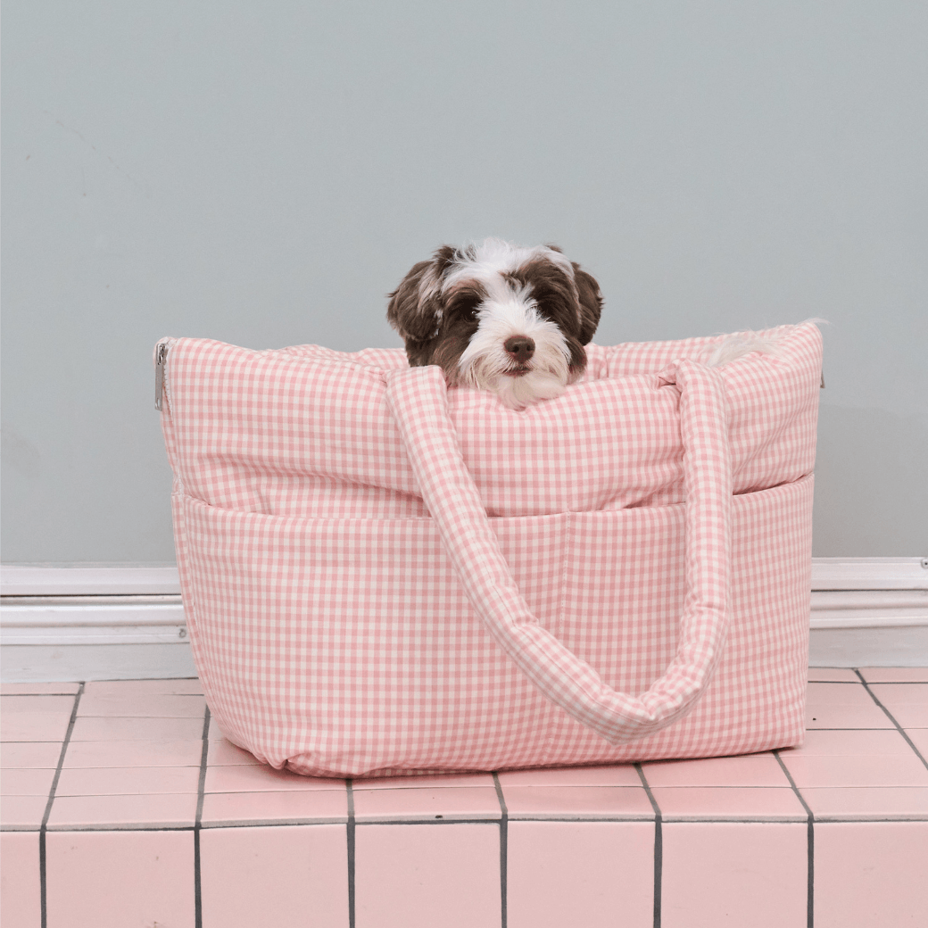 【9/9 20:00-】wide bag - plaid pink（APERTY）