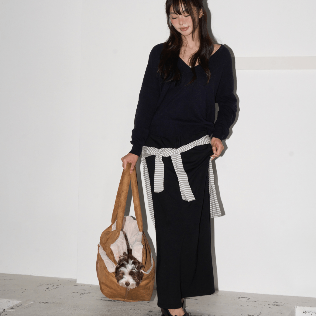 【10/22 20:00 販売開始】wide bag - suede brown（APERTY）