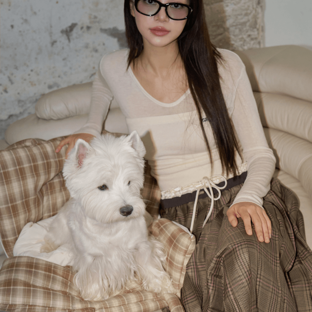 APERTY wide bag tartan brown