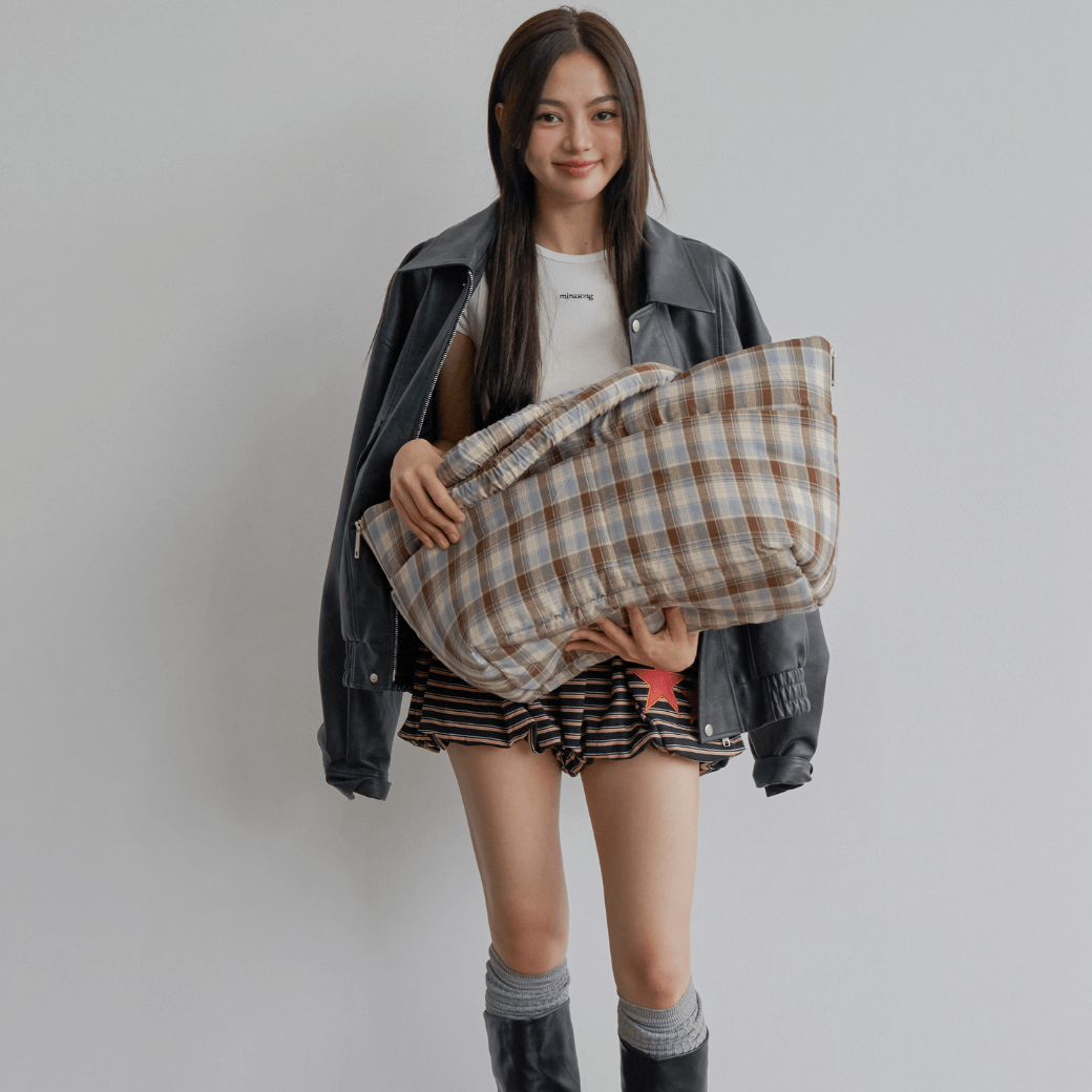 APERTY wide bag tartan blue