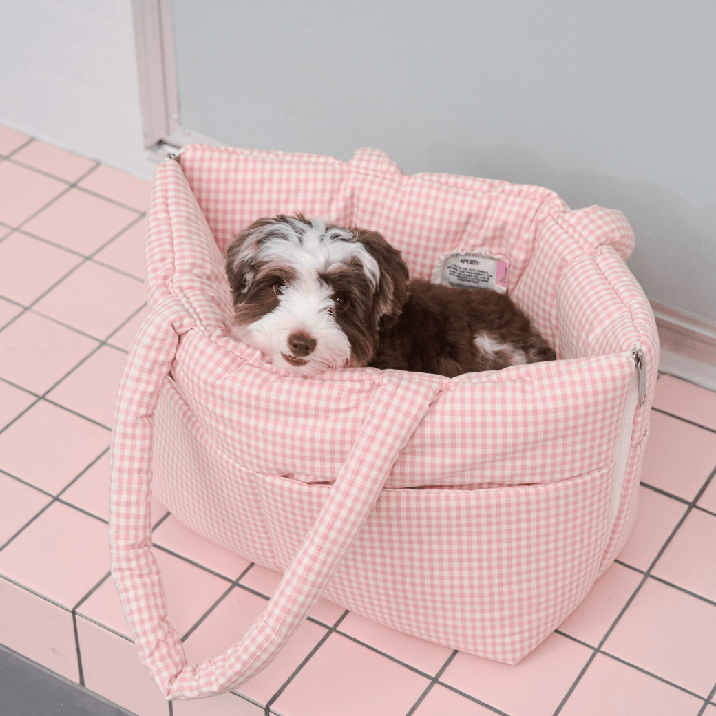 【9/9 20:00-】wide bag - plaid pink（APERTY）