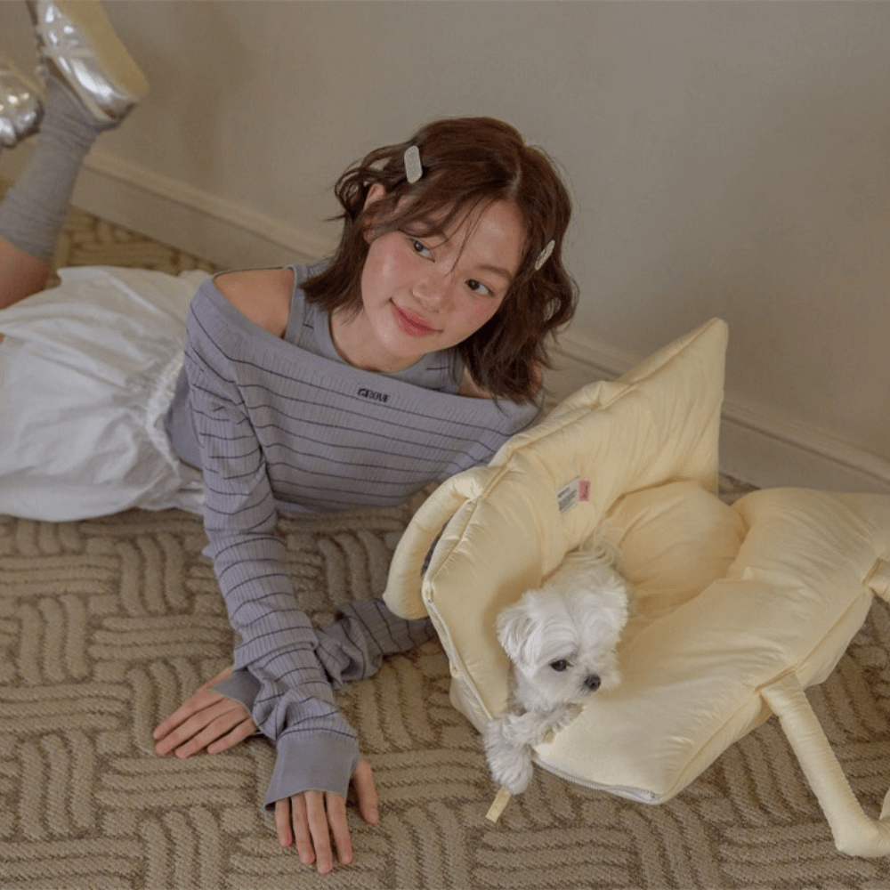 APERTY wide bag yellow｜軽くて収納力のある2WAY犬用キャリーバッグ（ベッドにもなる）